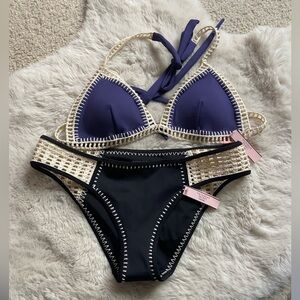 Victoria’s Secret crochet bikini set navy/black size M
